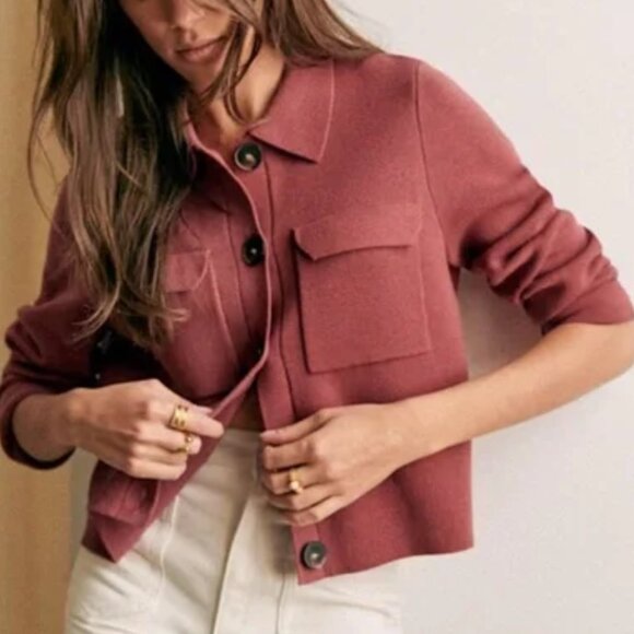 BEST Sezane Betty Cardigan Medium Rosewood Pink Knit Causal Wool French - Picture 3 of 10